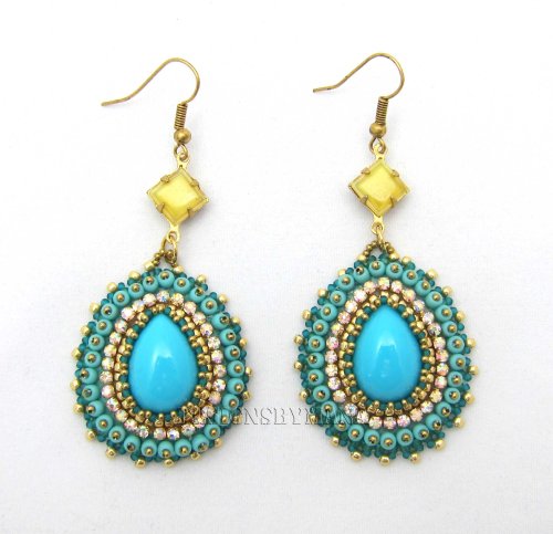 Turquoise and moonglow earrings